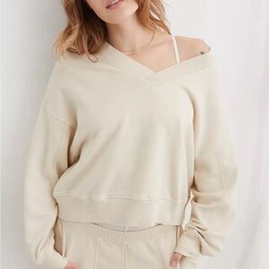 Aerie House Party Sweatshirt V-Neck Oversized